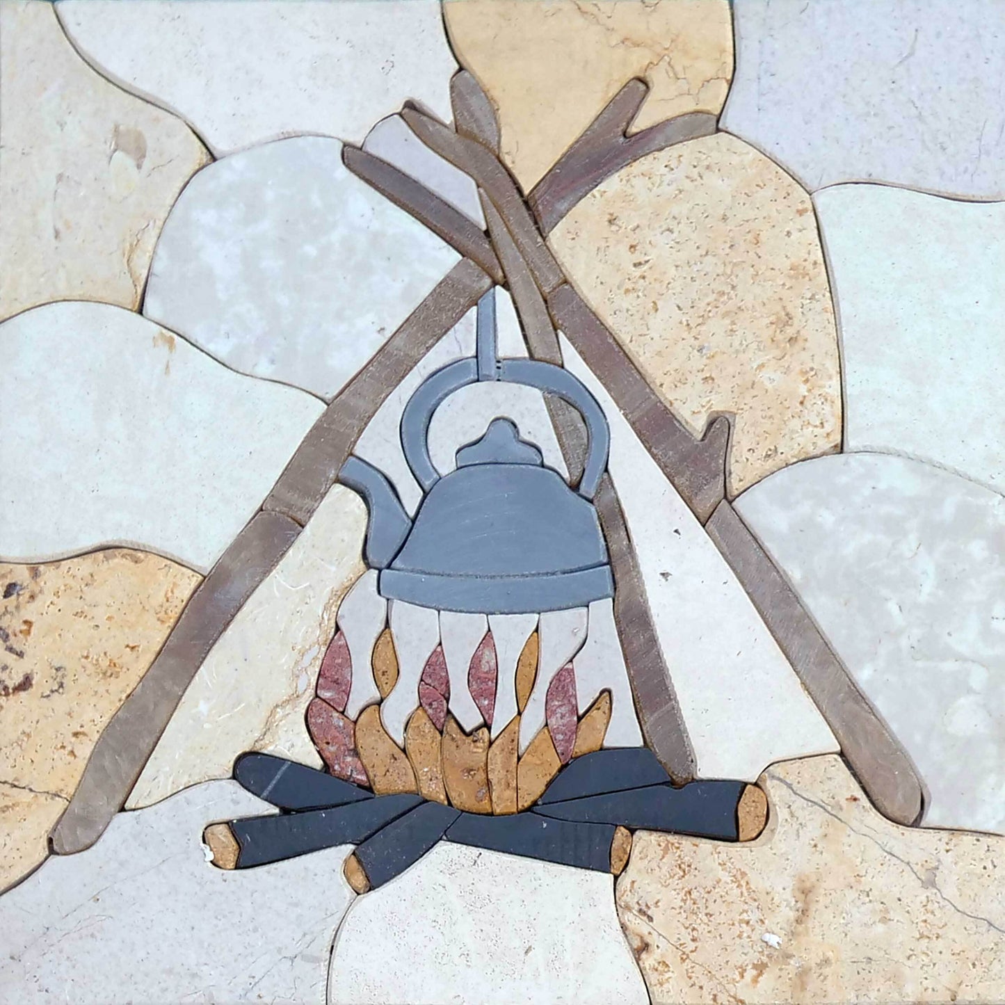 Prehistoric Utensils - Petal & Stone Mosaic Art