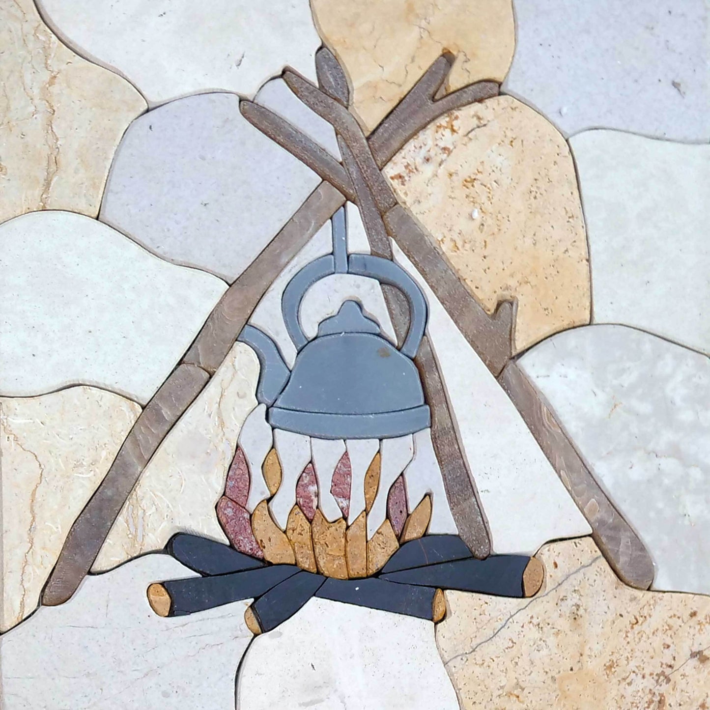 Prehistoric Utensils - Petal & Stone Mosaic Art