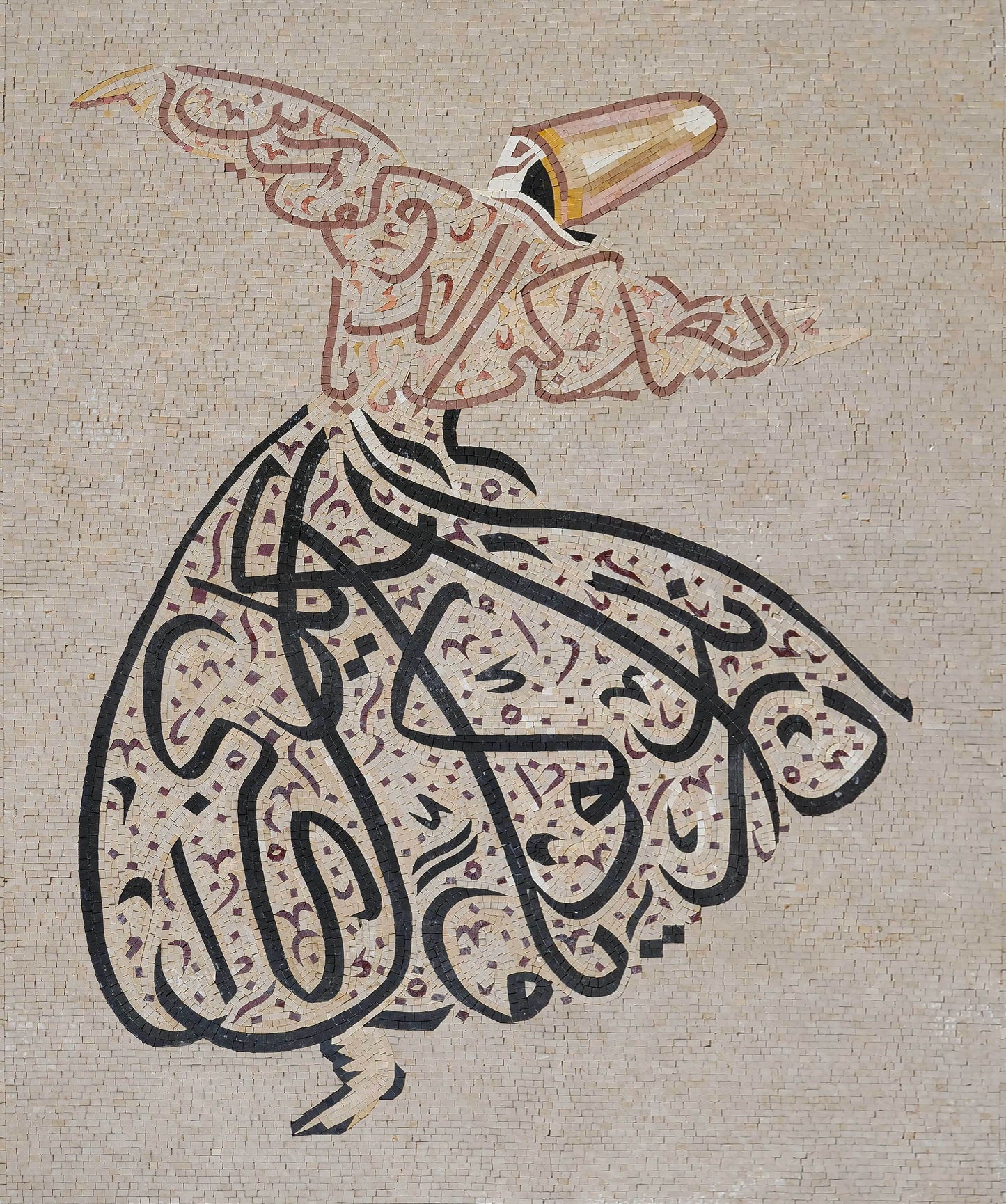 Islamic Calligraphy Folklore Figure Mosaic Design