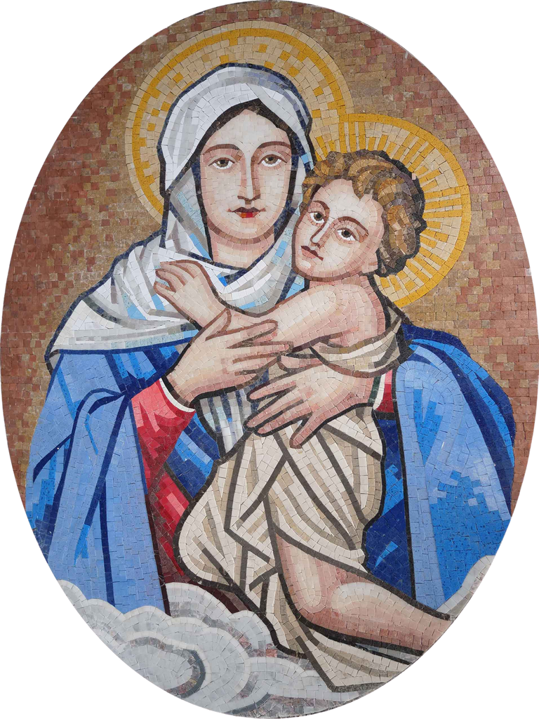 Arte em mosaico - Jesus e a Virgem Maria
