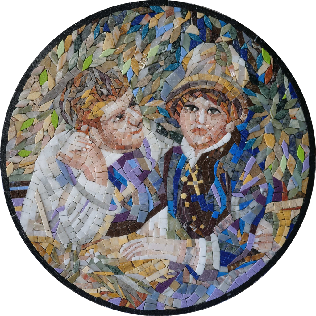 I due bambini - Medaglione a mosaico