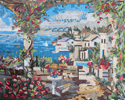 Tuscan Sea View Decorative Mosaic Mural | Luxury Handcrafted Art