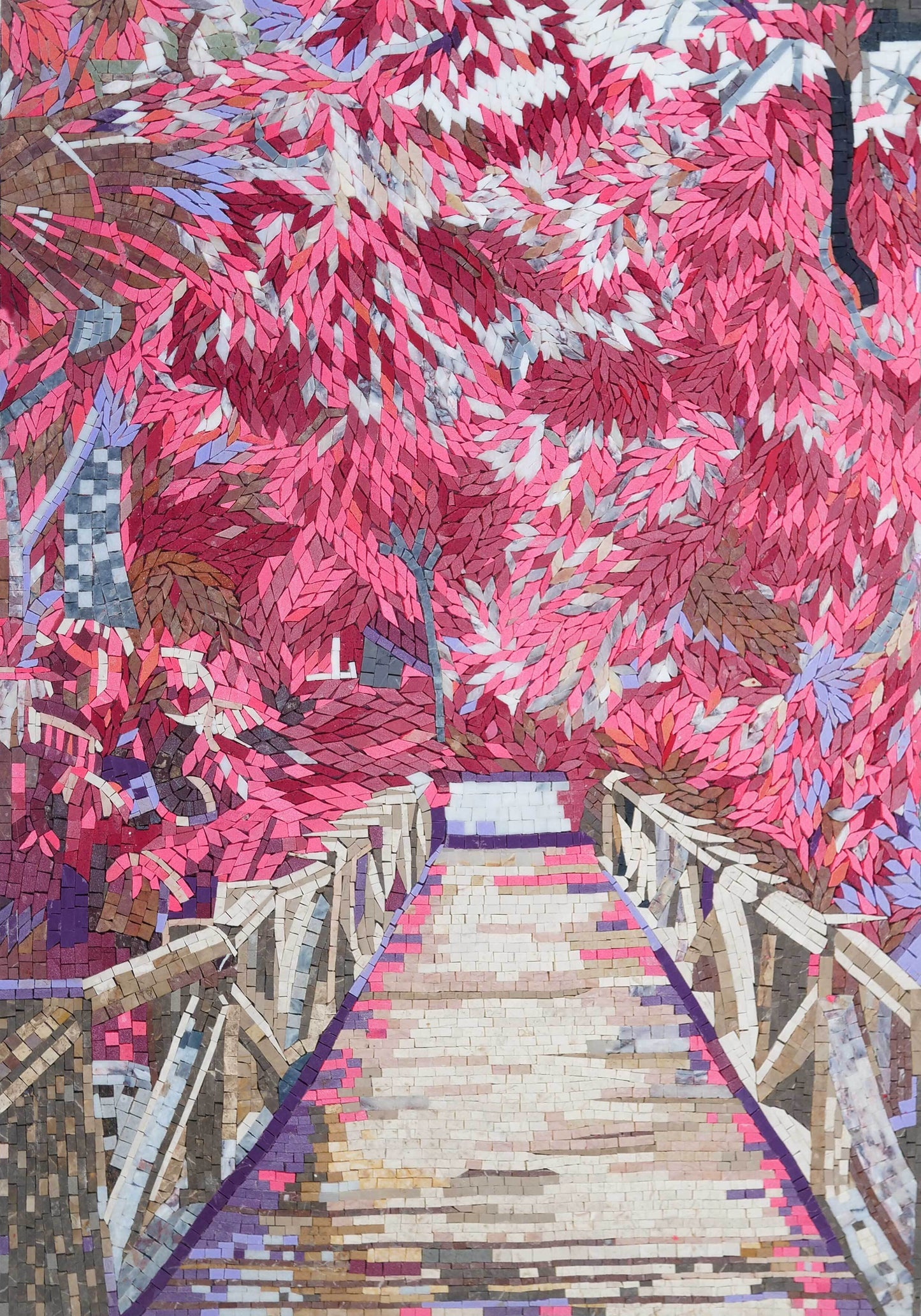 Path Nature - Marble Greek Mosaic Art - Mesh Backing