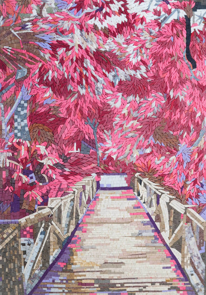 Path Nature - Marble Greek Mosaic Art - Mesh Backing