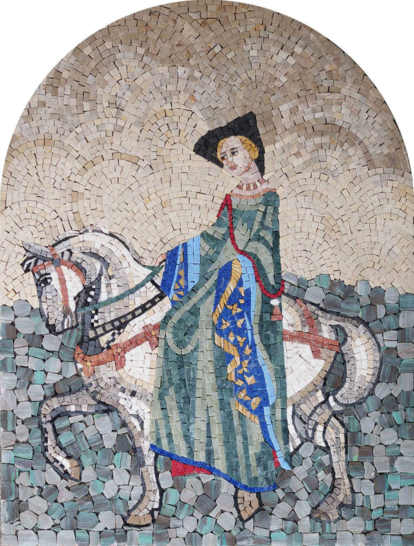 Riding Figure - Unique Home Decor Mosaic Crusader Religious - Mesh Backing