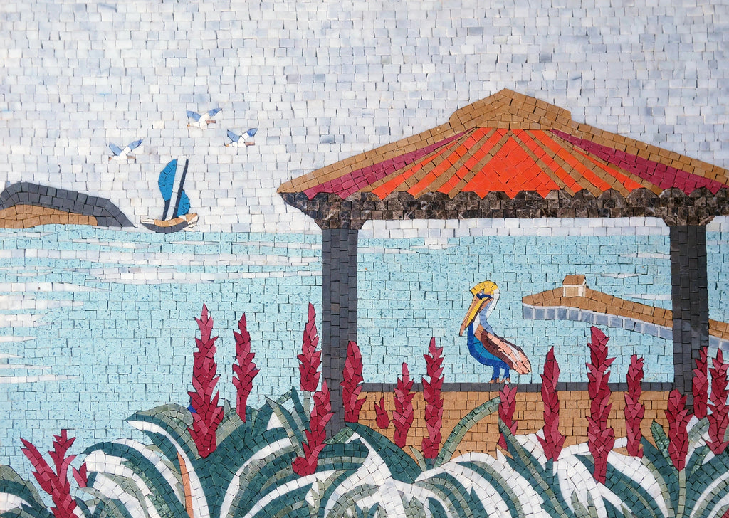 Seascape sereno - uma obra de arte em mosaico