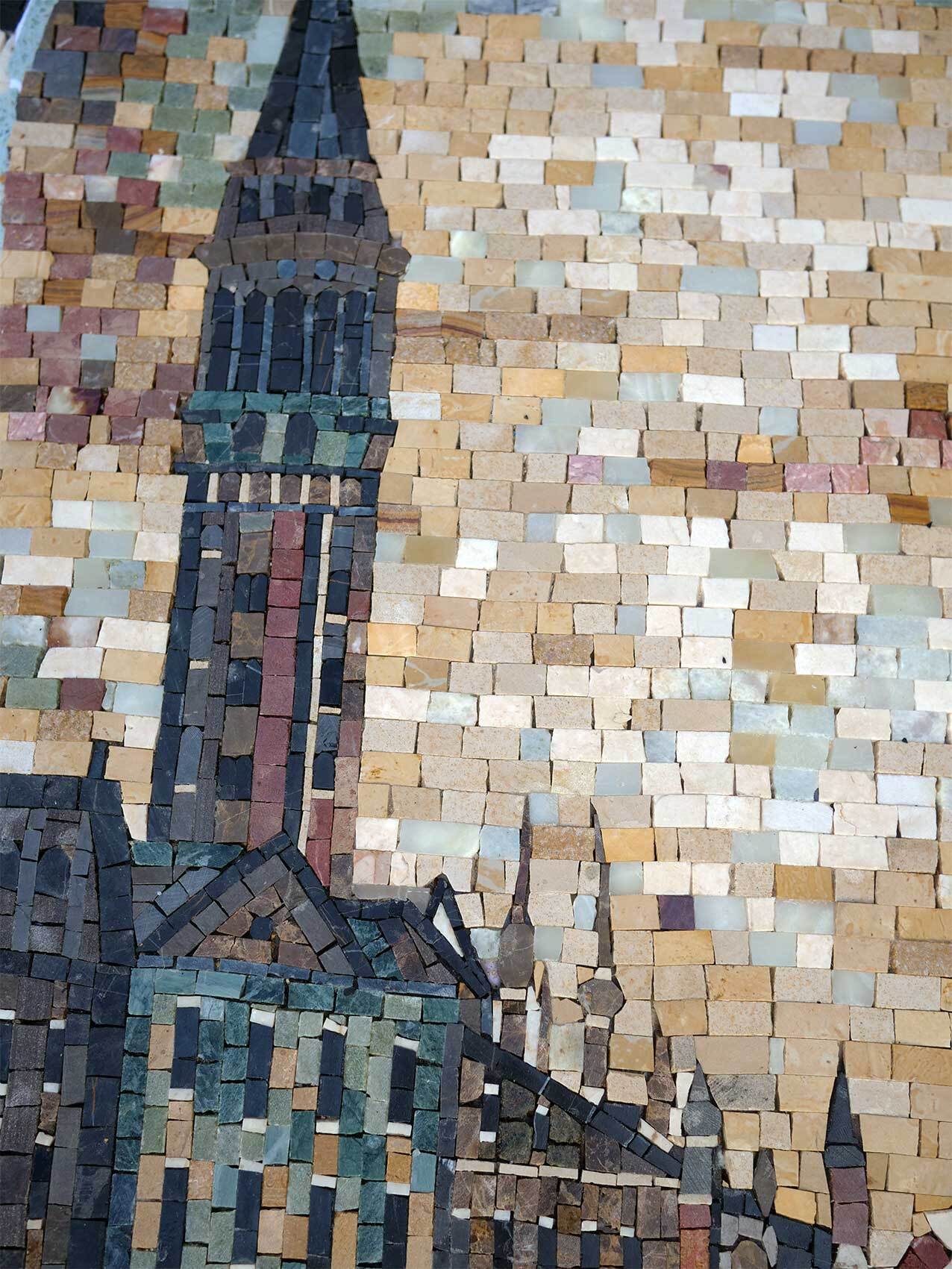 Venice Gondola Canal Scene – Handmade Natural Marble Mosaic Wall Art - Mesh Backing