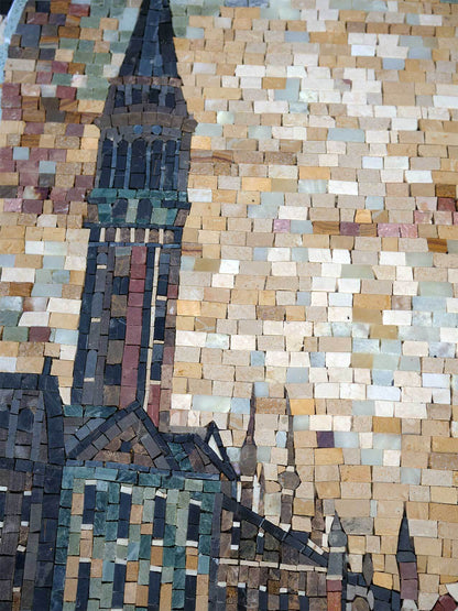 Venice Gondola Canal Scene – Handmade Natural Marble Mosaic Wall Art - Mesh Backing