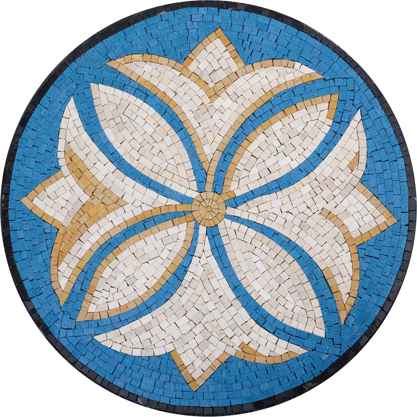 Floral Starburst - Mosaic Medallion Decorative Rondure - Mesh Backing