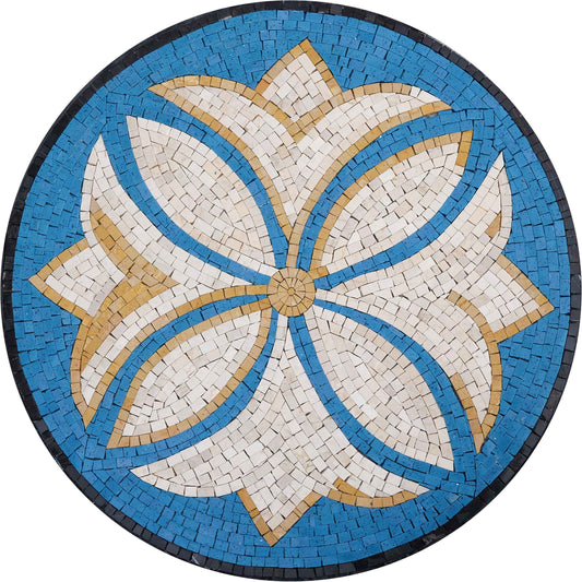Floral Starburst - Mosaic Medallion Decorative Rondure - Mesh Backing