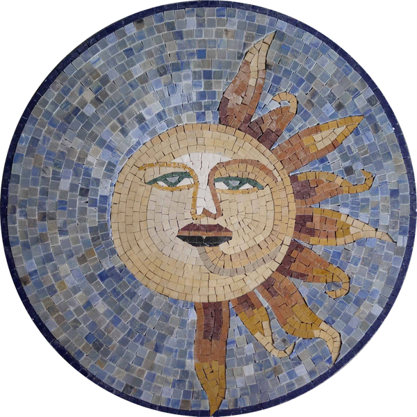 Rising Sun Mosaic Medallion | Luxury Handcrafted Natural Stone Art