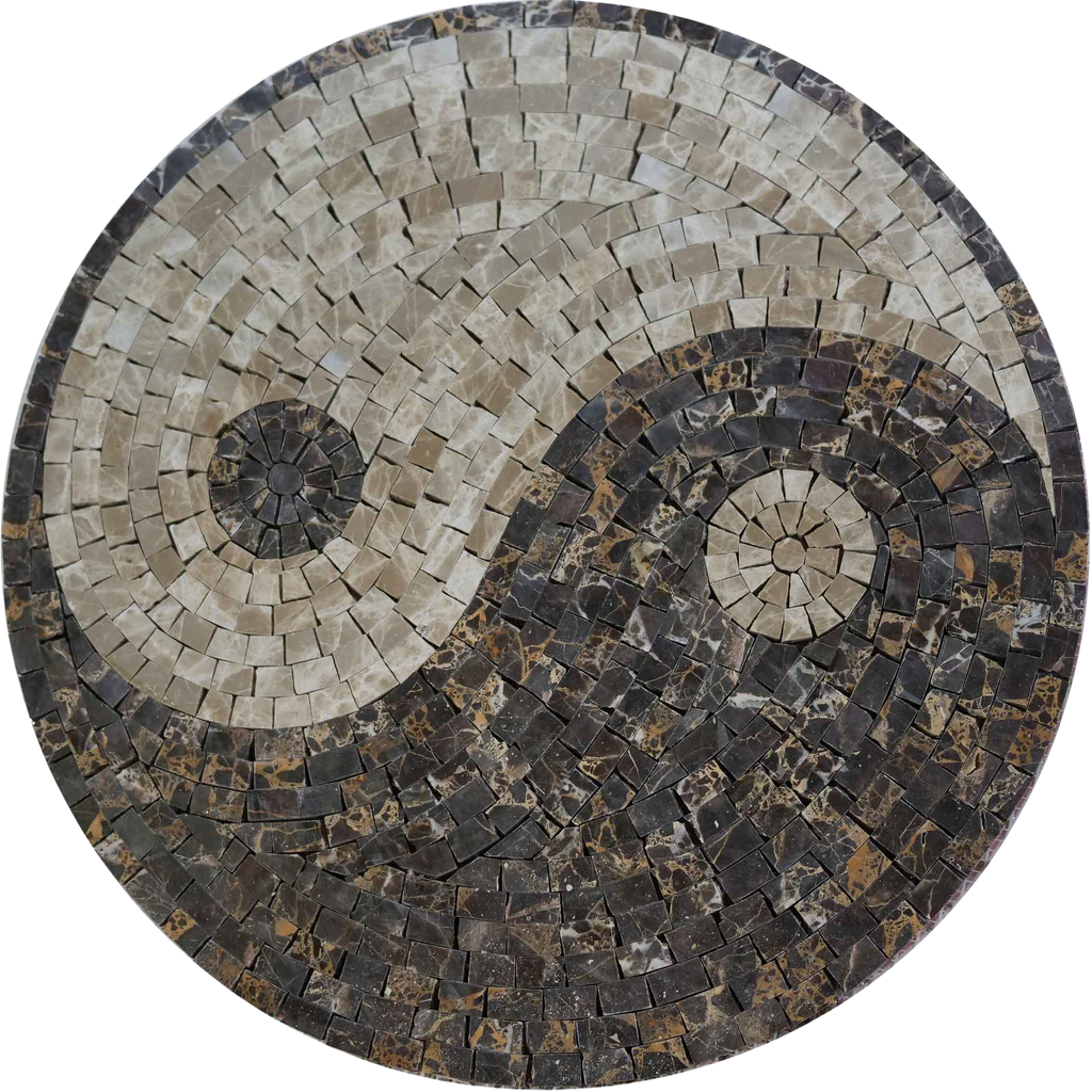 Medaglione mosaico Yin Yang terroso