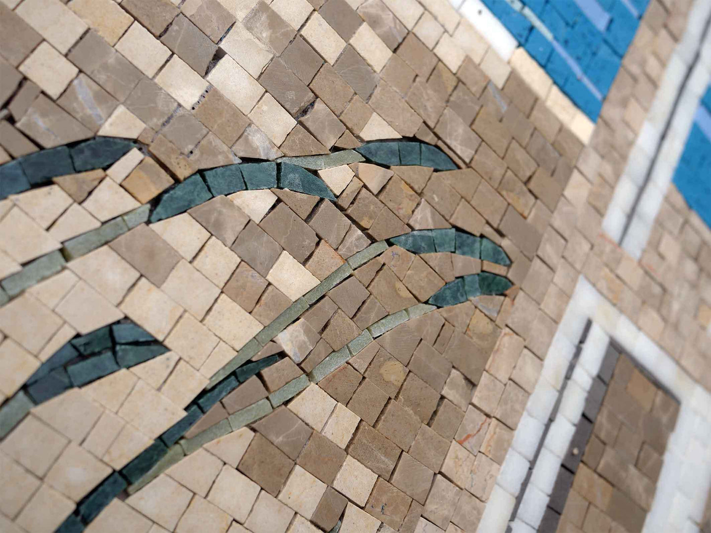Mediterranean Seascape Tile Mural | Coastal Mosaic Wall Art - Mesh Backing