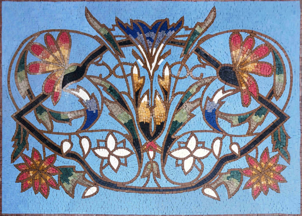 Floral Art Nouveau - Marble Mosaic Patterns Turquoise Izmit - Mesh Backing