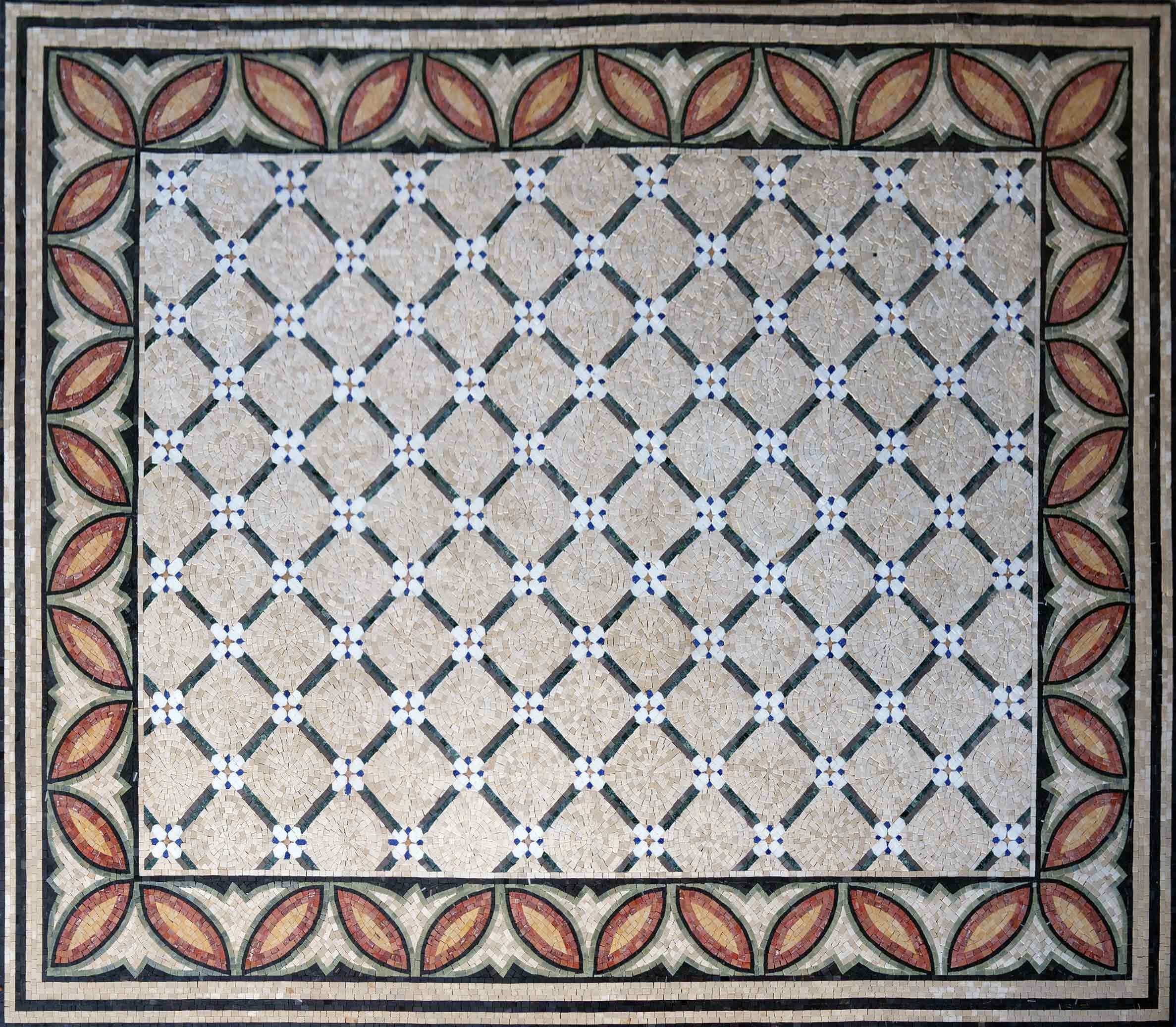 Victorian Tile Rug Handcrafted Mosaic Rug - Victorian Design