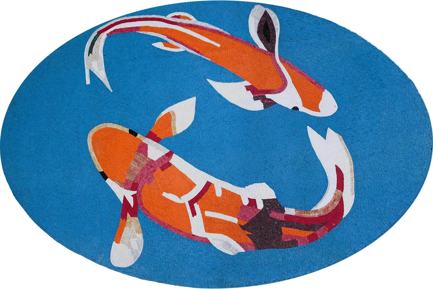 Vibrant Koi Fish Pool Mosaic Art - Orange and White Mosaic Tiles for Pools, Spas, and Floors