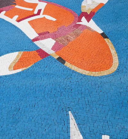 Vibrant Koi Fish Pool Mosaic Art - Orange and White Mosaic Tiles for Pools, Spas, and Floors
