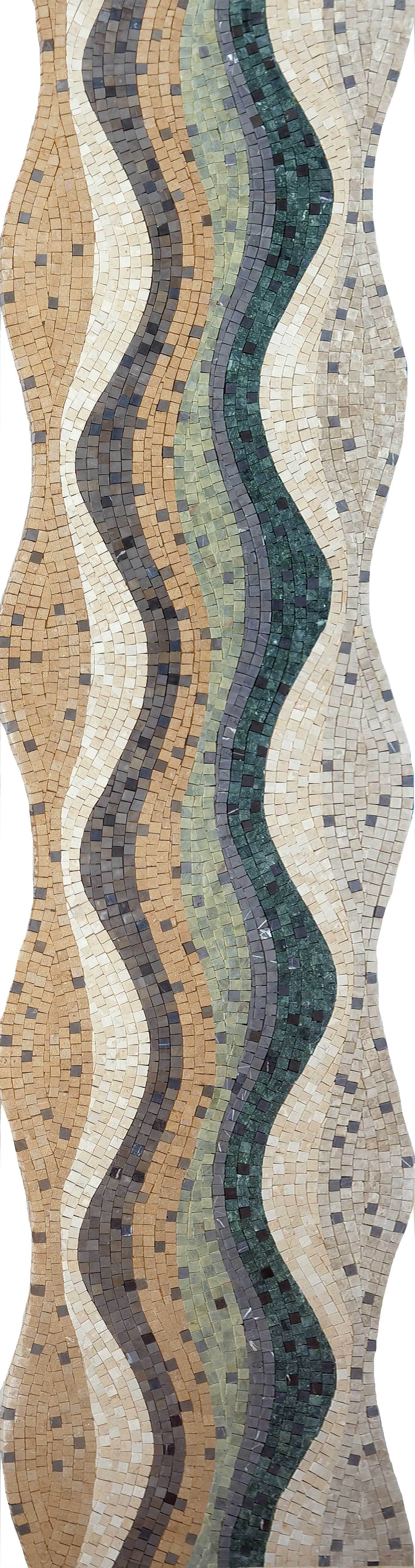 Abstract Wavy Shades Marble Mosaic Wall Art or Floor Tile - Mesh Backing