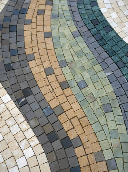 Abstract Wavy Shades Marble Mosaic Wall Art or Floor Tile - Mesh Backing