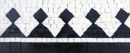 Bold Geometric Black and White Mosaic Tile Border - Checkerboard Diamond Pattern Floor/Wall Trim