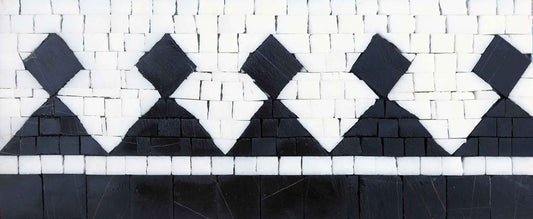 Bold Geometric Black and White Mosaic Tile Border - Checkerboard Diamond Pattern Floor/Wall Trim