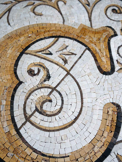 Custom Mosaic Pizza Oven Arch – Handmade Monogram Tile Art for Rustic Kitchens