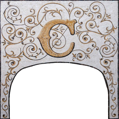 Custom Mosaic Pizza Oven Arch – Handmade Monogram Tile Art for Rustic Kitchens