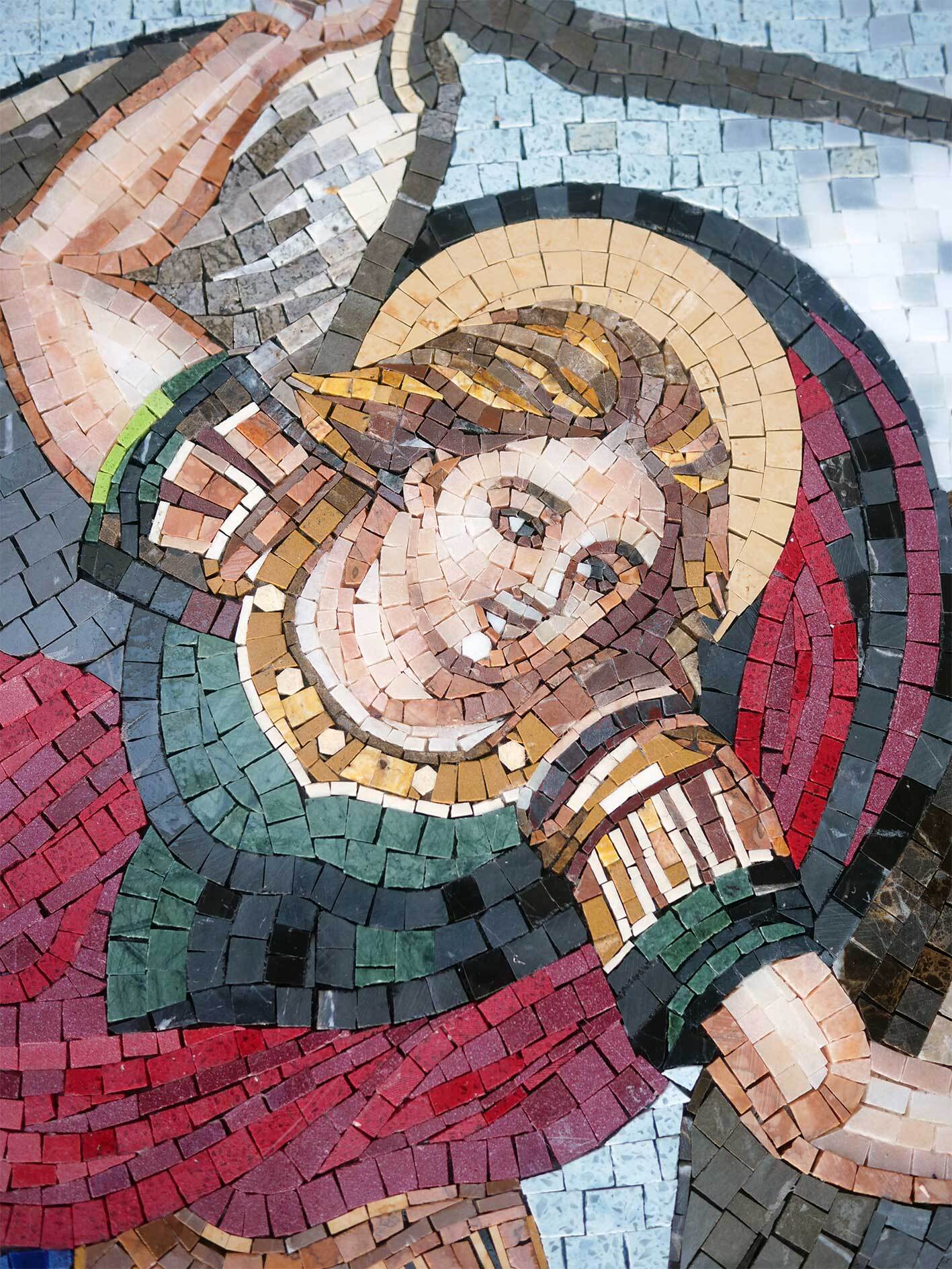 Handmade Natural Marble Saint Michael the Archangel Mosaic | Religious Battle Icon Wall Art