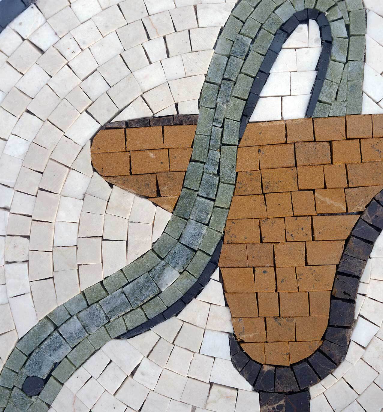 Apothecary Caduceus Mosaic Art Medallion - Bowl of Hygieia Symbol for Pharmacy Floor Mosaic