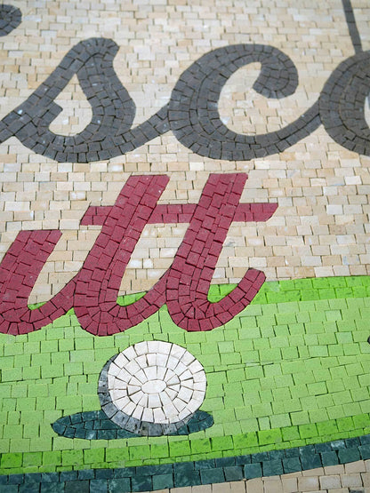 Custom Golf-Themed Business Sign Mosaic Tile - Personalized Address/Logo Floor Mosaic Inlay