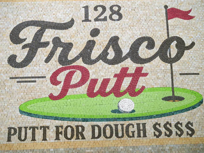 Custom Golf-Themed Business Sign Mosaic Tile - Personalized Address/Logo Floor Mosaic Inlay