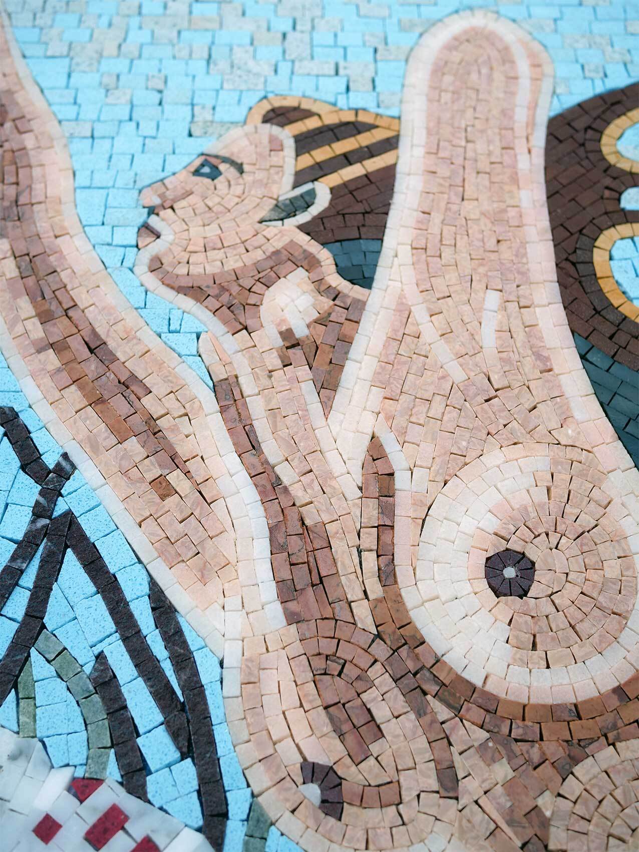 Dynamic Pool Mosaic of Rising Mermaid - Mythological Mosaic Tiles for Underwater Art