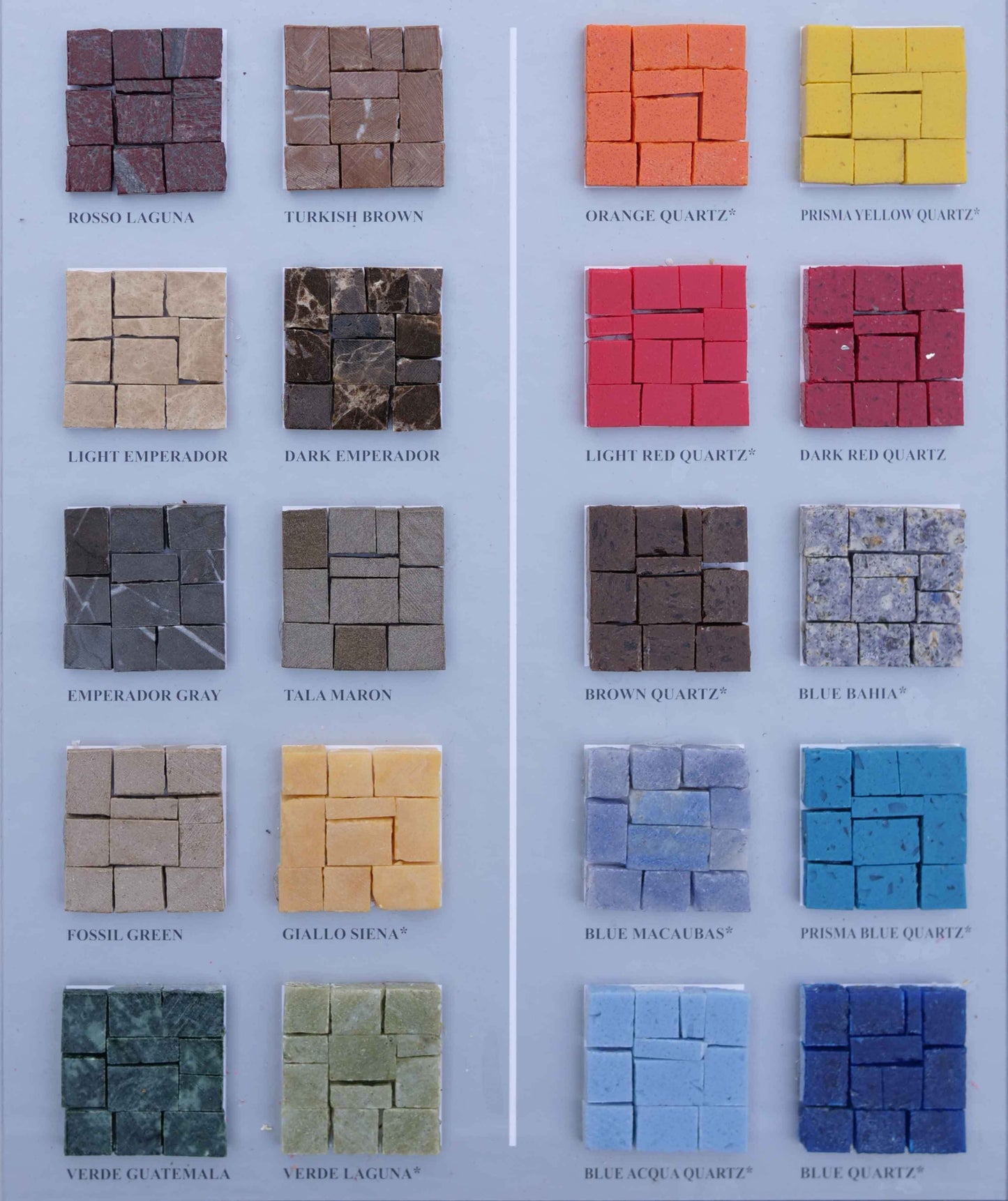 Arte em Azulejos Geométricos - Cartela de Cores de Mosaicos Antigos - Coleção de Luxo Artesanal em Pedra Natural - Cartela de Cores - Base em Tela