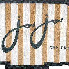 "JoJo San Francisco" Custom Sign – Striped Marble Mosaic Logo - Mesh Backing