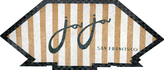 "JoJo San Francisco" Custom Sign – Striped Marble Mosaic Logo - Mesh Backing