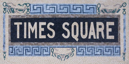 Times Square Vintage Sign – Classical Marble Mosaic Wall Art - Mesh Backing