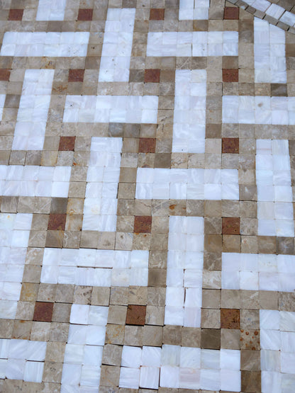 Luxury H Crest Marble Tile Medallion – Logo & Emblem Floor or Wall Art - Mesh Backing