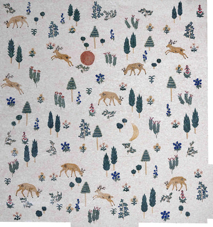 Enchanted Forest Deer & Trees Marble Mosaic Wall Art – Handmade Nature Scene - Mesh Backing