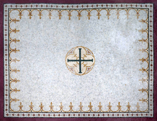Cross Medallion – Christian Marble Mosaic Rug - Mesh Backing