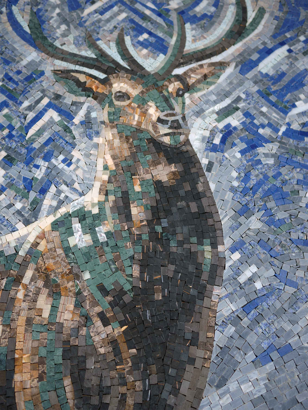 Silver Hoof Creamery Custom Sign – Winter Forest Marble Mosaic Wall Art - Mesh Backing