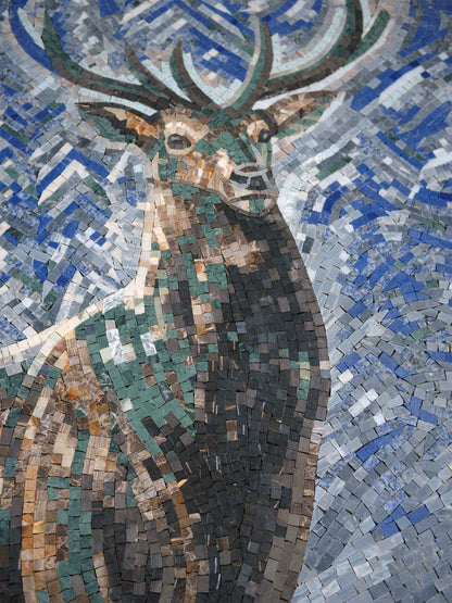 Silver Hoof Creamery Custom Sign – Winter Forest Marble Mosaic Wall Art - Mesh Backing