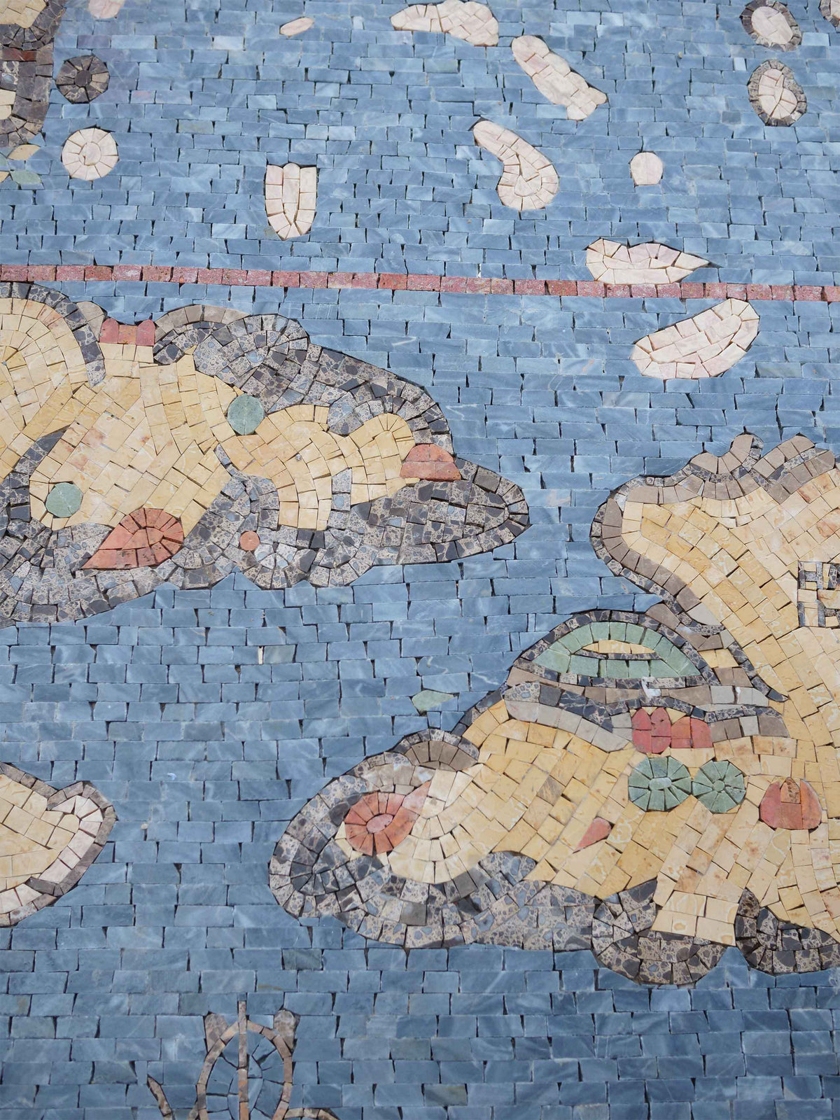 Nautical Antique Caribbean Map – Spanish Colonial Marble Mosaic Wall Art - Mesh Backing
