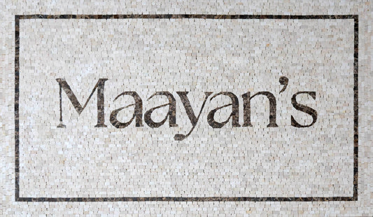 Custom Name Sign Marble Mosaic Wall Art – Personalized Business Logo & Entrance Plaque - Mesh Backing