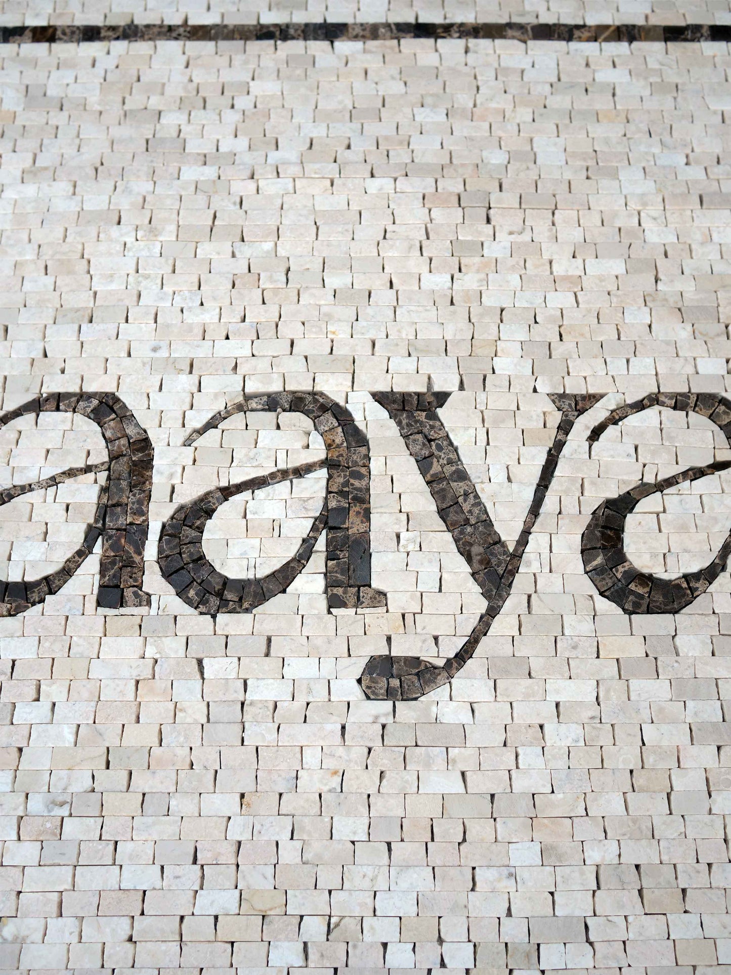 Custom Name Sign Marble Mosaic Wall Art – Personalized Business Logo & Entrance Plaque - Mesh Backing