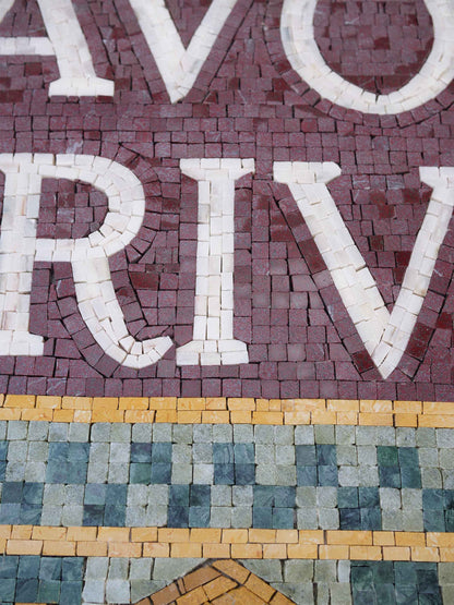 Ravoli Drive Custom Street Sign – Ornamental Marble Mosaic Wall Art - Mesh Backing