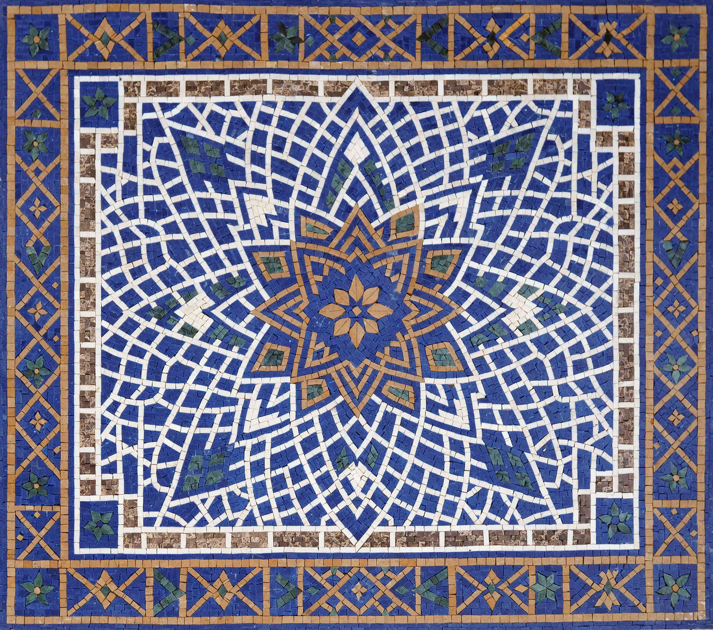Geometric Star Marble Mosaic – Wall, Floor & Kitchen Island Art - Mesh Backing