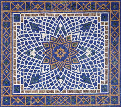 Geometric Star Marble Mosaic – Wall, Floor & Kitchen Island Art - Mesh Backing