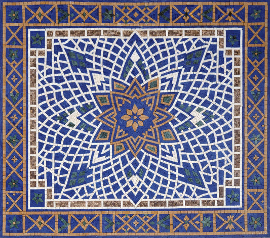 Geometric Star Marble Mosaic – Wall, Floor & Kitchen Island Art - Mesh Backing
