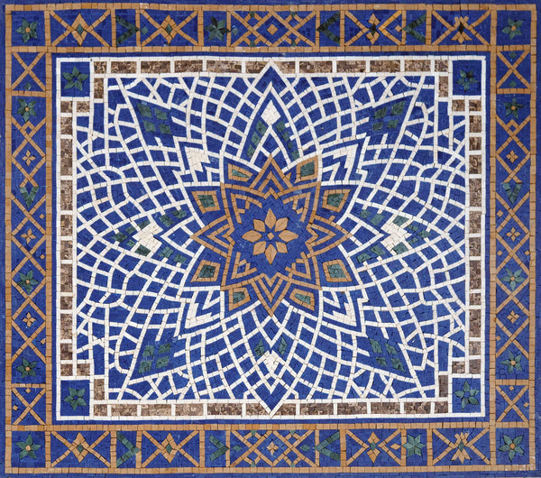 Geometric Star Marble Mosaic – Wall, Floor & Kitchen Island Art - Mesh Backing