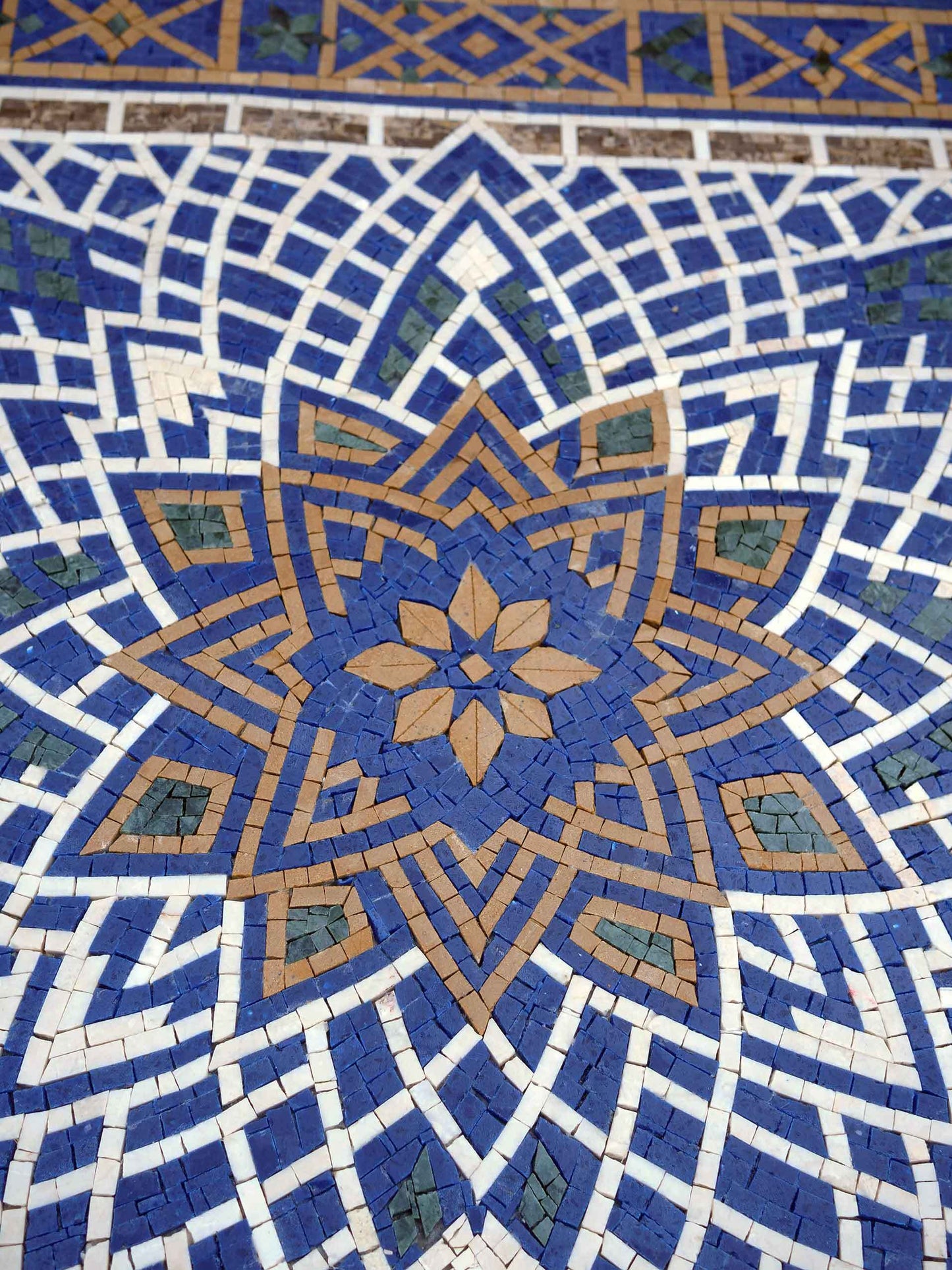 Geometric Star Marble Mosaic – Wall, Floor & Kitchen Island Art - Mesh Backing